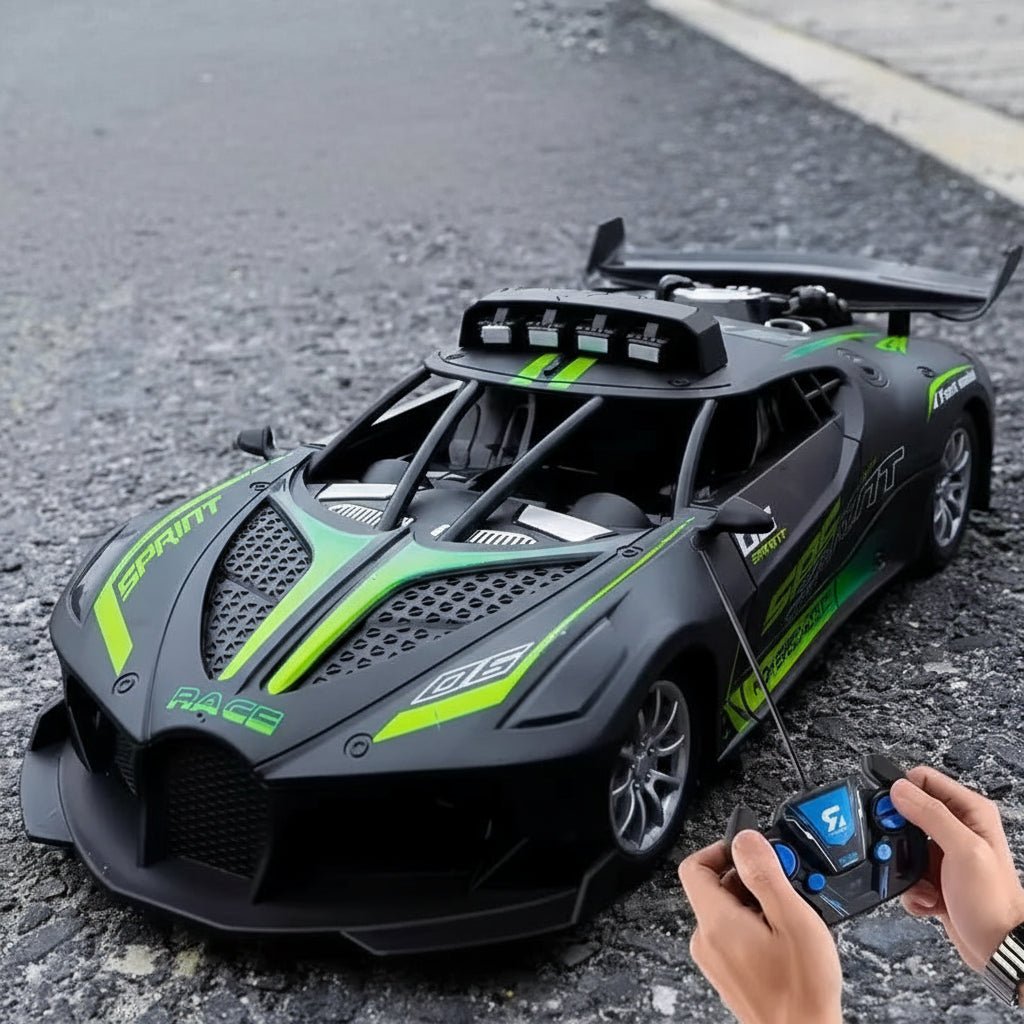 Orange RC drift car, remote control toy for children, great gift idea.