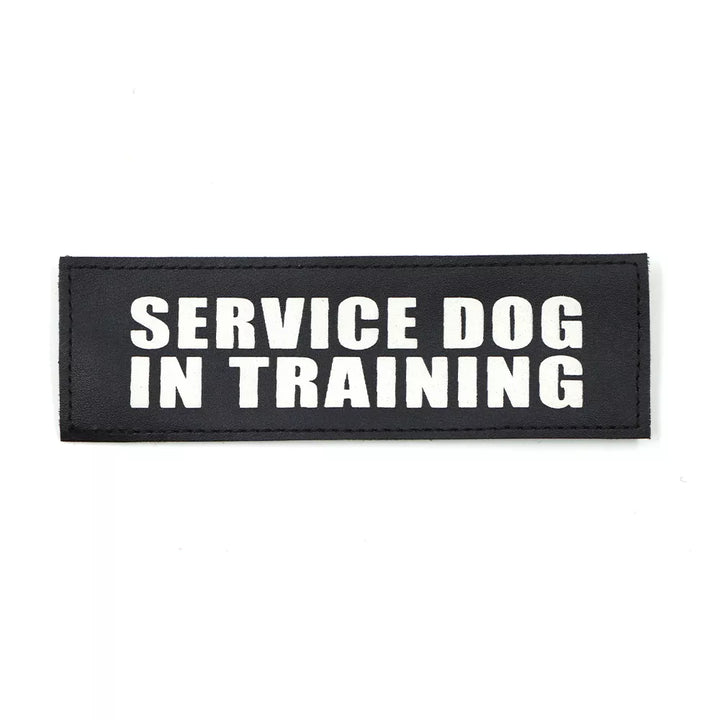 Set of two 'SERVICE DOG IN TRAINING' patches, ideal for K9 gear and pet identification