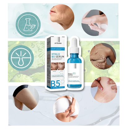 Brightening Hyalu B5 Hyaluronic Acid Serum delivering deep hydration for anti-aging facial treatment.