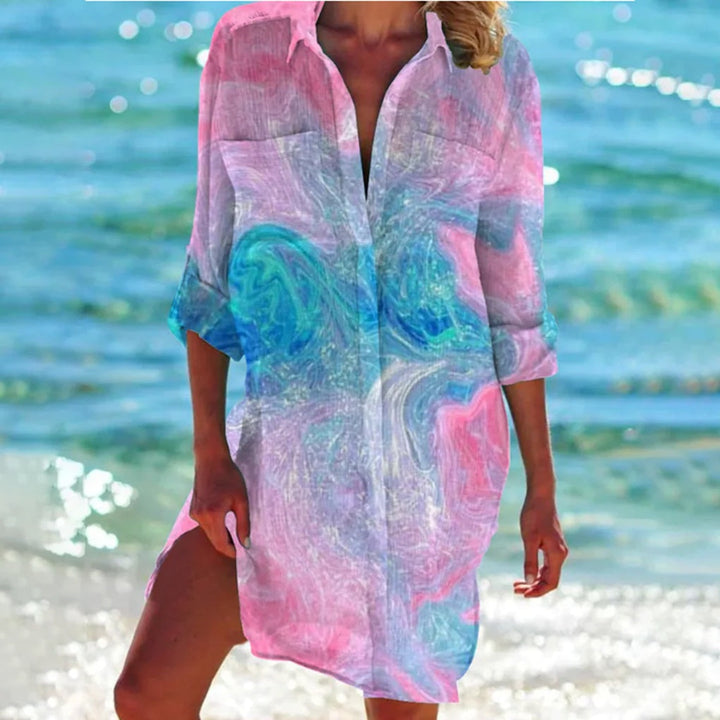 Relaxed fit women's summer top, versatile for any occasion. Chic short sleeve blouse, perfect for warm weather.