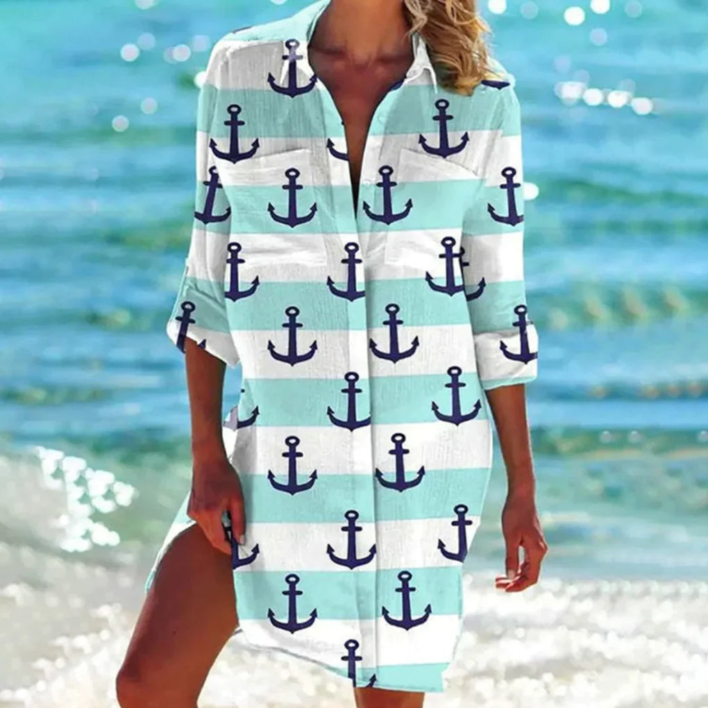 Comfortable women's short sleeve summer shirt with a relaxed fit. Great for casual wear, lightweight and airy.
