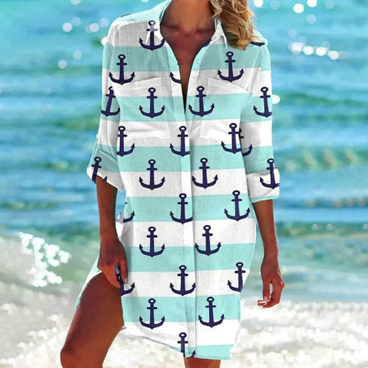 Comfortable women's short sleeve summer shirt with a relaxed fit. Great for casual wear, lightweight and airy.