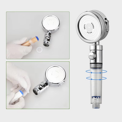 Hard water filter replacement cartridge for shower. Protects skin & hair from minerals, ensuring softer water.