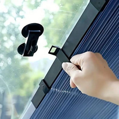 Front windshield & rear window retractable car sunshade for sedan, blocking sun glare & harmful UV rays.
