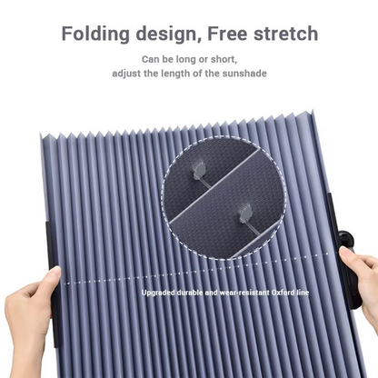 Keep car cool with retractable sunshade set. UV protection & heat blocker for front windshield & rear window.