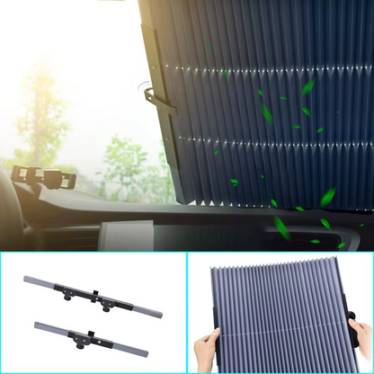 Complete retractable car sunshade set for front & rear windows. Essential UV protection & interior heat reduction.