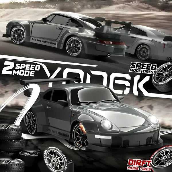 Exciting Retro Drift Master 4WD RC car with LED lights, an ideal gift for boys & hobby racing enthusiasts.