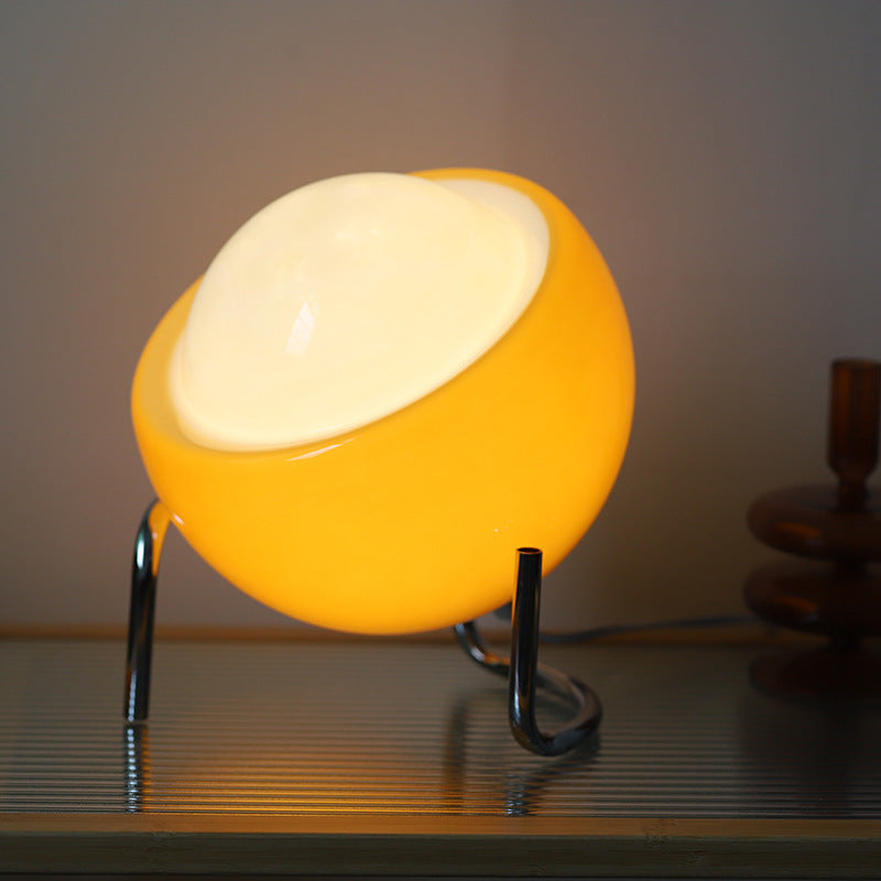 Artistic retro glass LED table lamp, showcasing Nordic style for warm home atmospheric lighting.