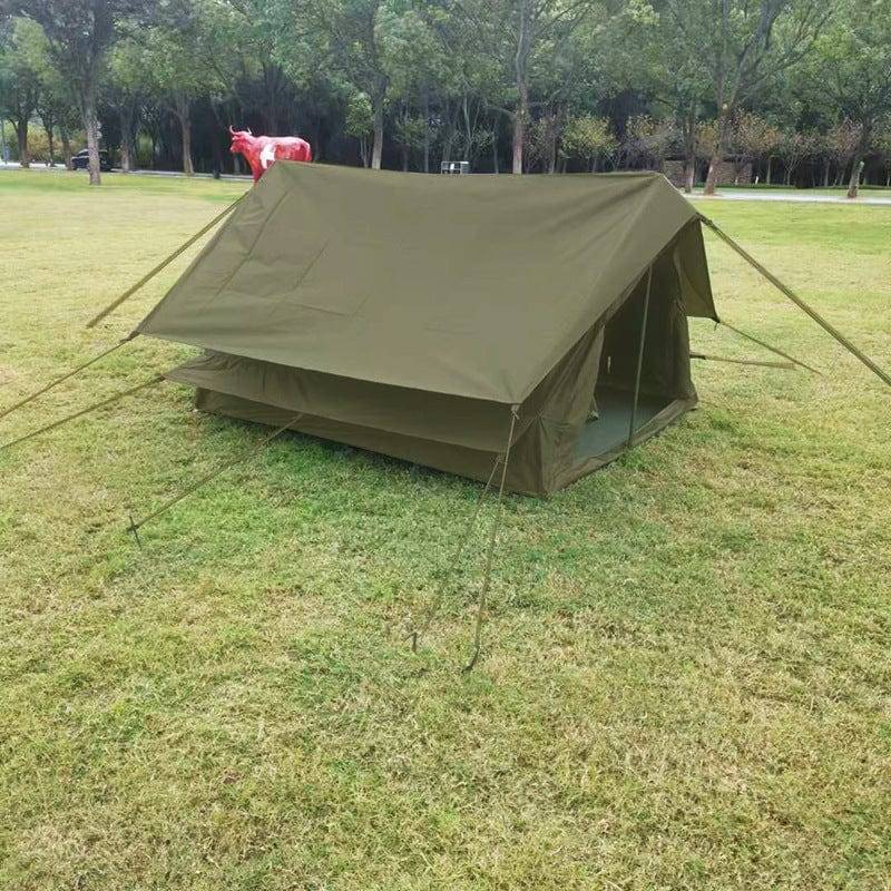 Compact retro green waterproof camping tent, ideal for portable outdoor shelter
