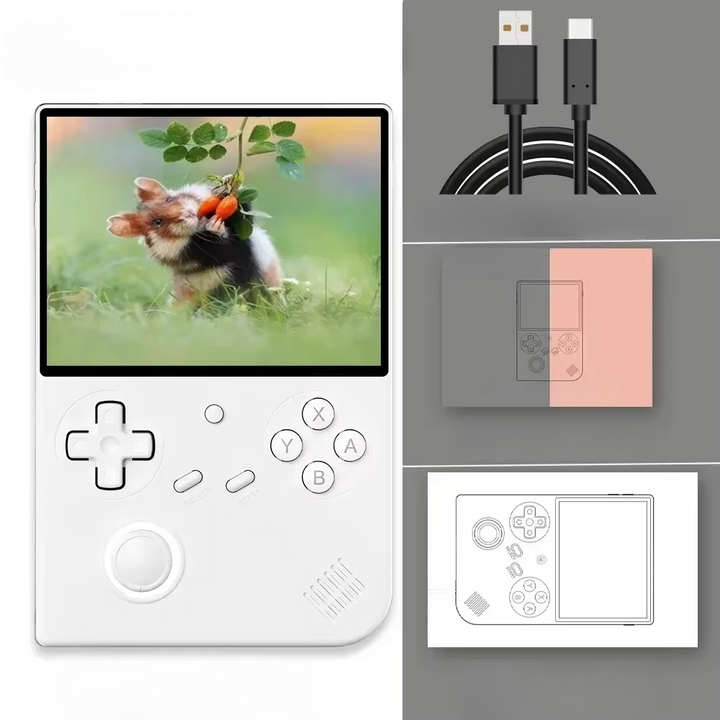 Handheld video game system: 4-inch IPS screen, WiFi, & Bluetooth for retro gaming enjoyment with classic titles.
