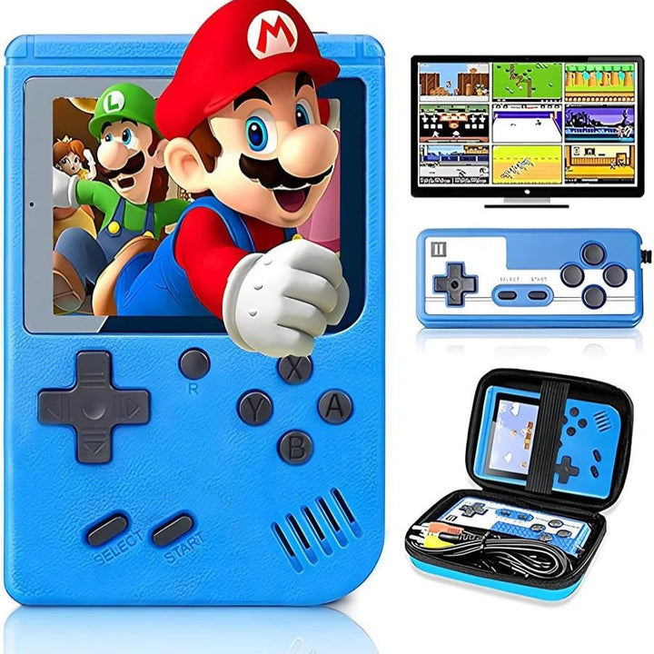 Retro handheld video game console with 400 classic games, perfect for portable gaming & nostalgic fun. Includes TV output.