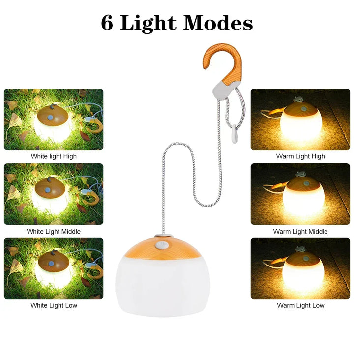 USB rechargeable retro camping lantern, simple charging for continuous outdoor lighting & emergency use.