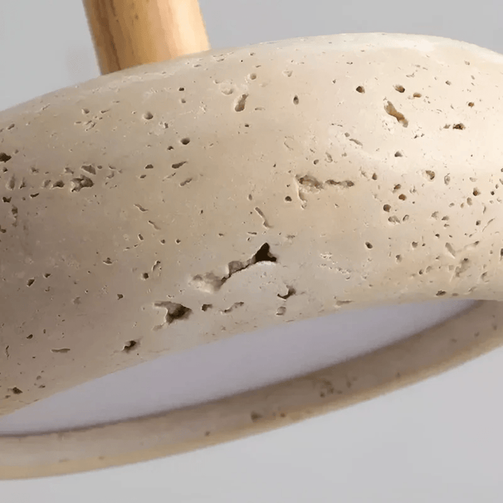 Elegant wood & stone LED ceiling light, ideal for creating a calm, natural home ambiance.