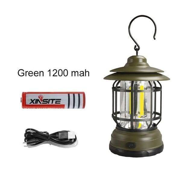 Handheld retro camping lantern, featuring multiple light modes and a reliable rechargeable battery.