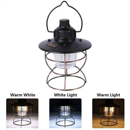 Rechargeable retro lantern, ideal for camping, hiking, and as an emergency light source.