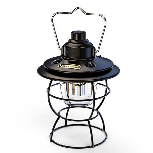 Stylish retro camping lantern, a portable and dimmable light for any outdoor setting.