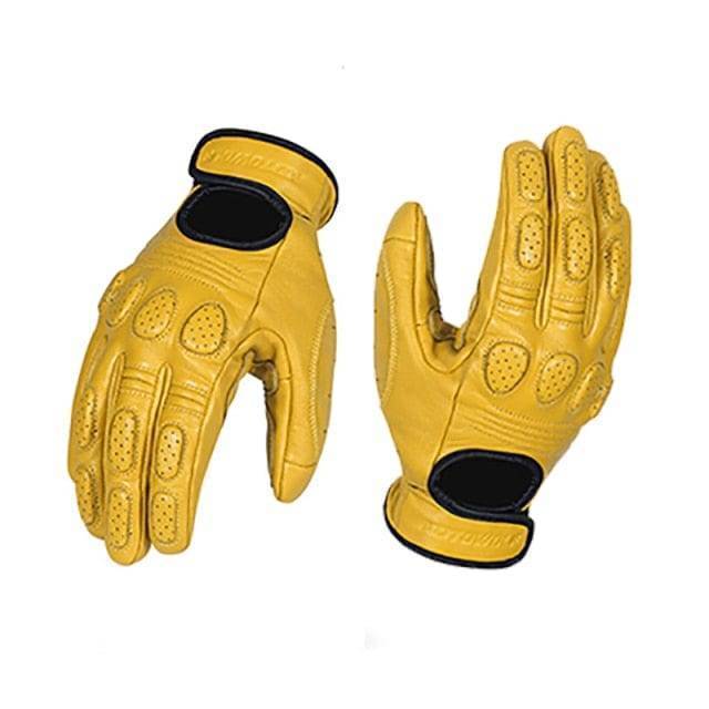 Pair of retro brown sheepskin leather gloves, perfect for motorcycling or driving