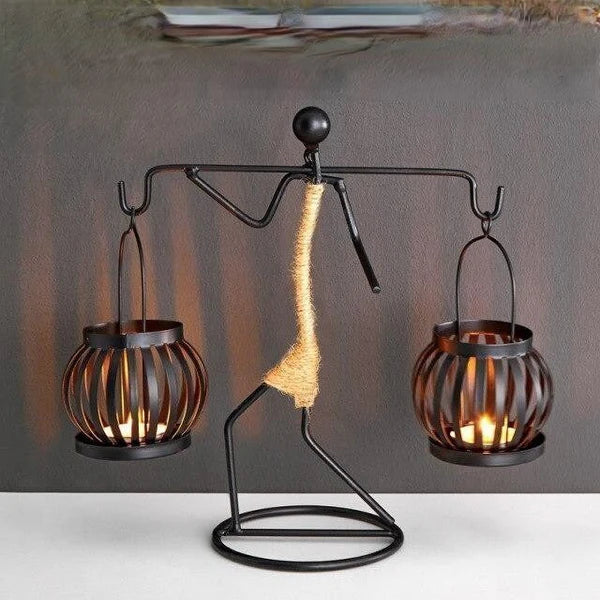 Unique retro metal candle holder, an artistic and stylish gift for home decor enthusiasts.