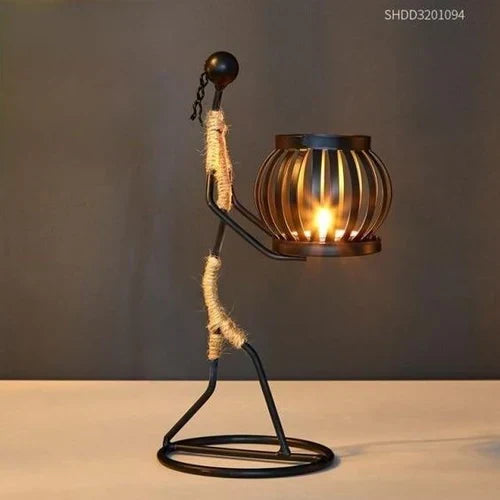 Versatile retro metal candle holder, a stylish decorative piece for living room or dining room.