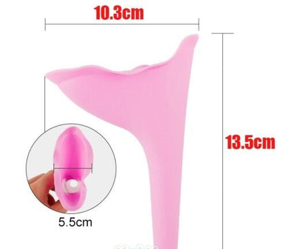 Pink silicone female urinal, a comfortable and reusable solution for nature's call.