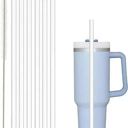 Eco-friendly reusable drinkware straws, durable Tritan plastic for water bottles & tumblers, easy clean.