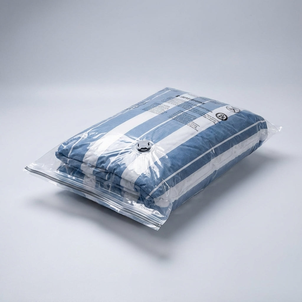 12-pack reusable VacuumVault storage bags for home & travel. Compress clothes & bedding, save space & dust-proof.