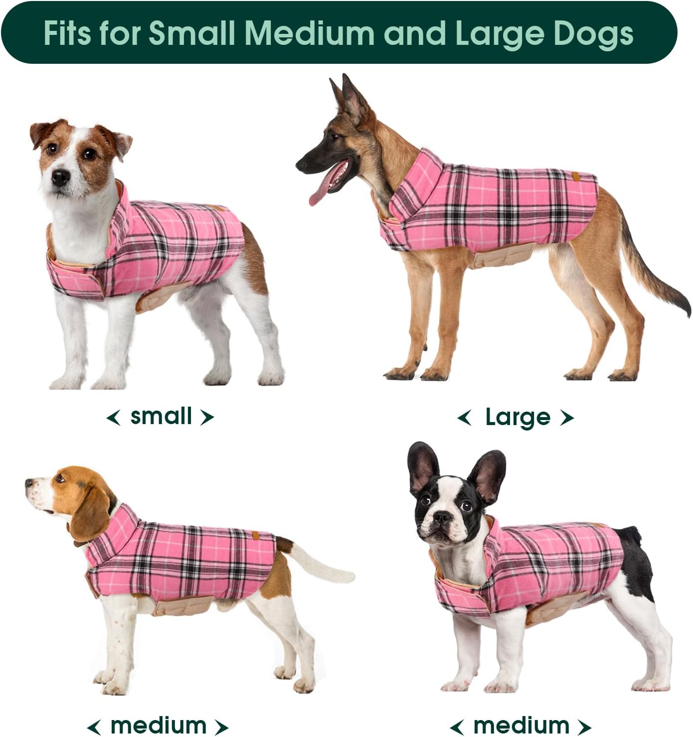 All-weather British style dog jacket. Reversible, waterproof winter coat for warmth and style.