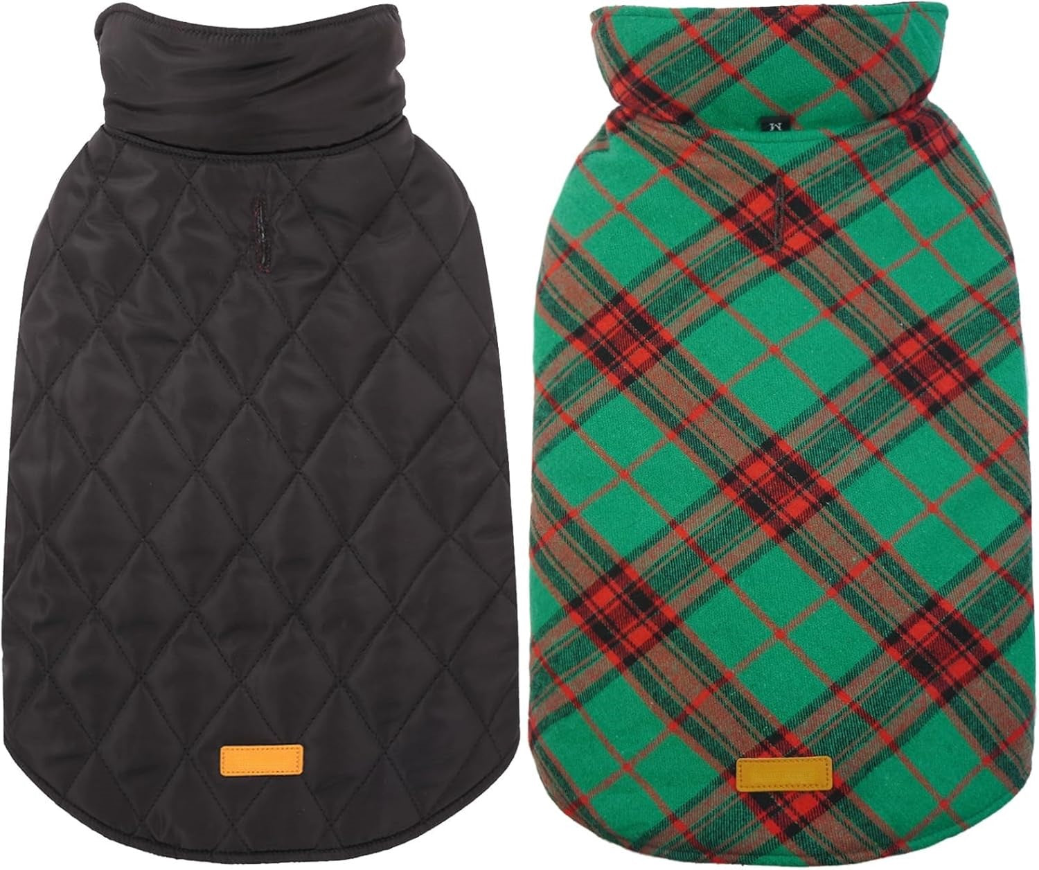 Adjustable British style dog winter jacket. Reversible waterproof pet coat for cold weather.