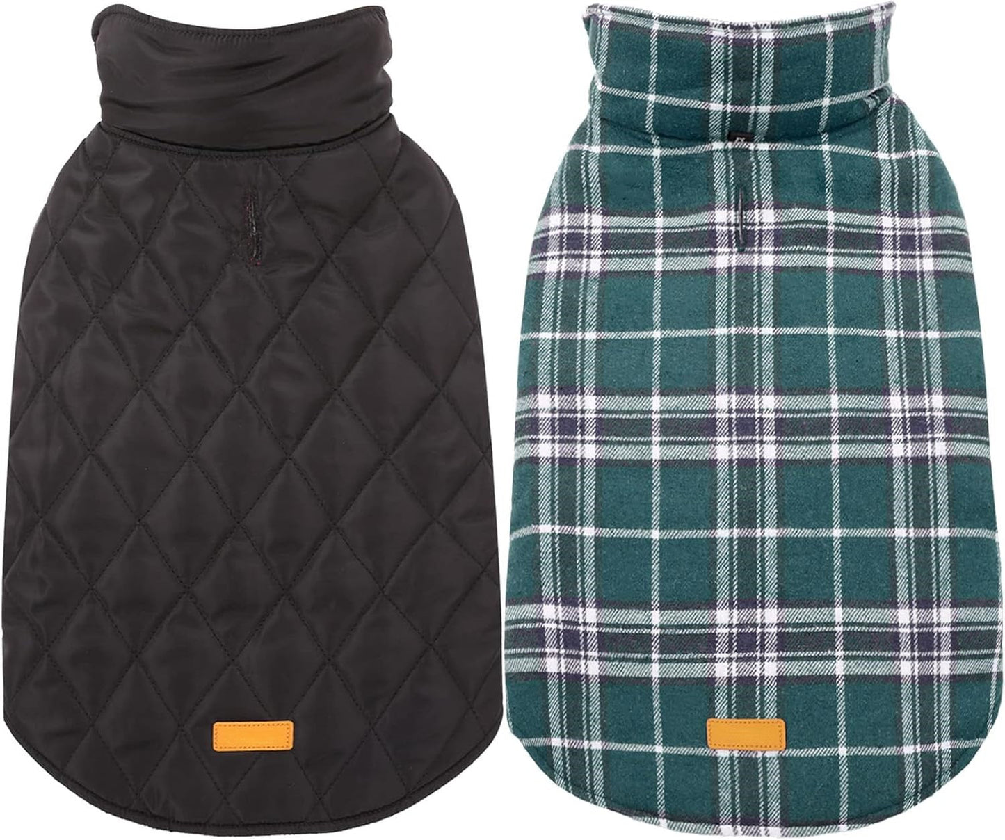 Small dog's reversible waterproof winter coat. British style warm pet clothing for outdoor gear.