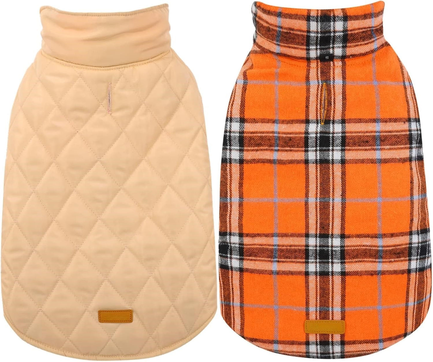 Medium dog's British style reversible waterproof jacket. Warm winter pet coat for cold weather.