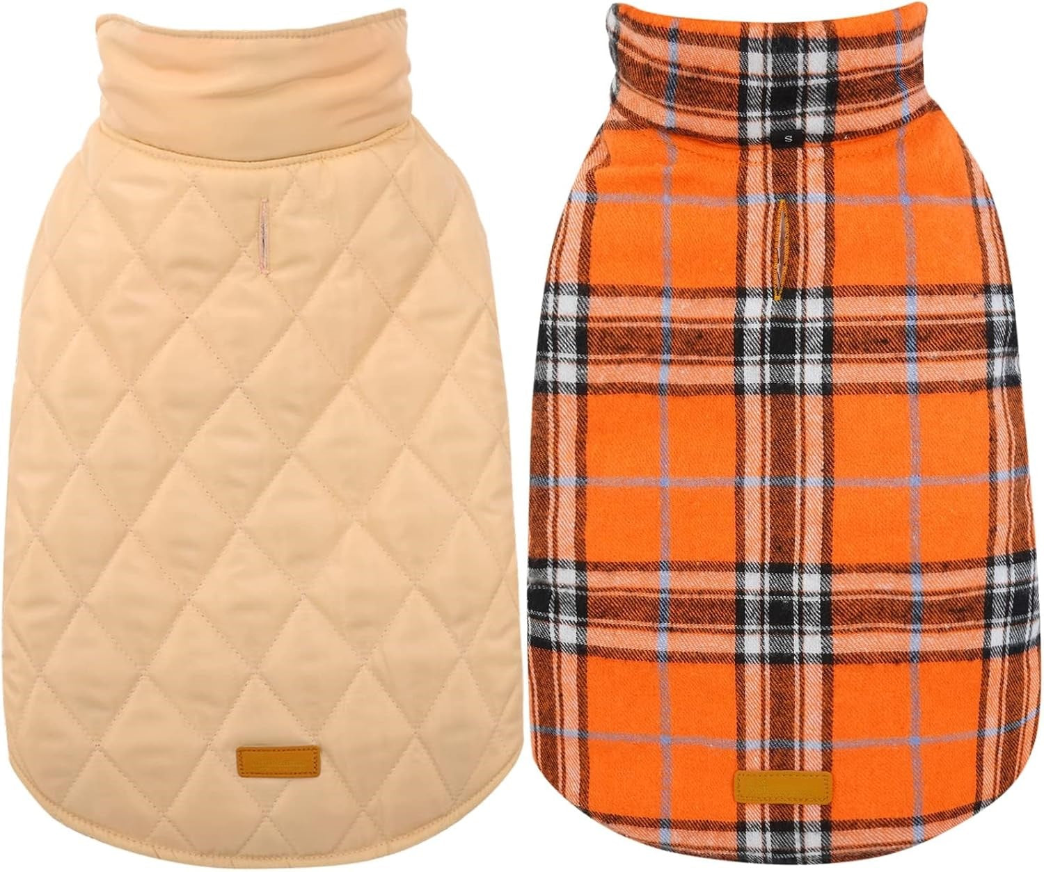 Medium dog's British style reversible waterproof jacket. Warm winter pet coat for cold weather.