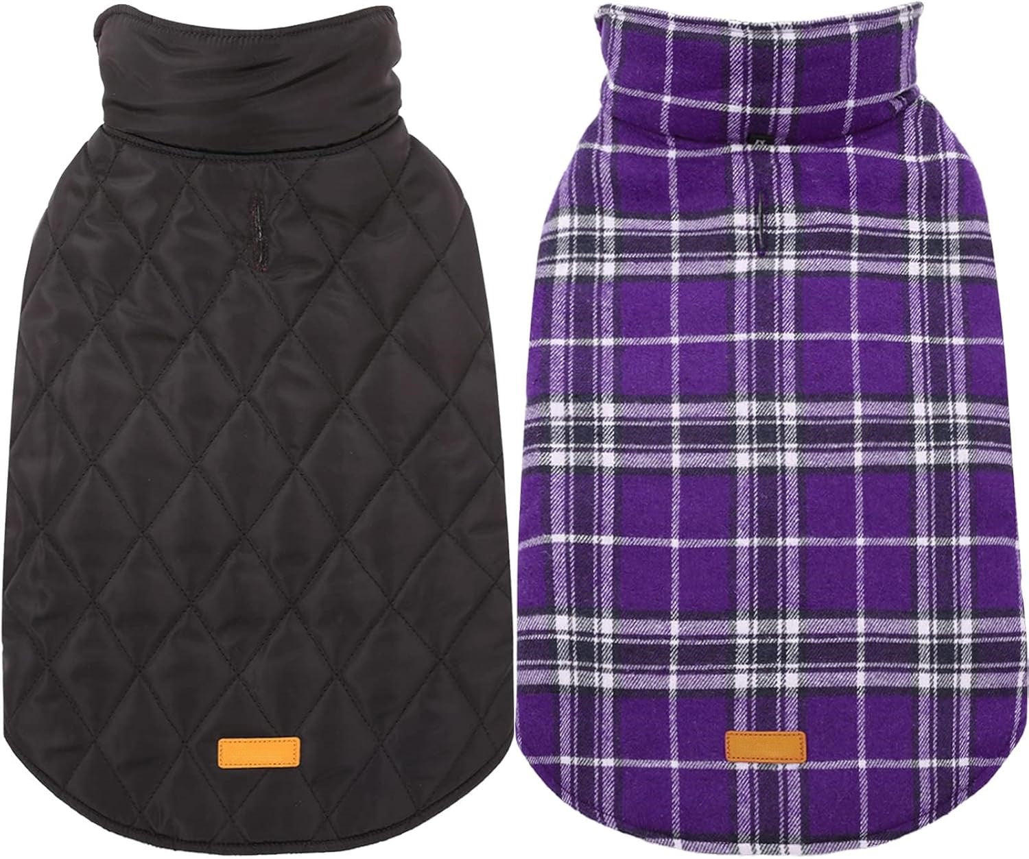 Large dog's reversible waterproof British style winter jacket. Warm outdoor pet apparel.