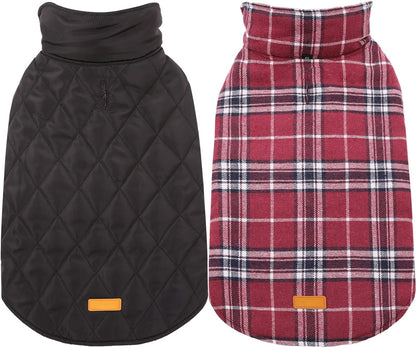 Stylish British style dog jacket. Reversible & waterproof winter coat for small, medium, large dogs.