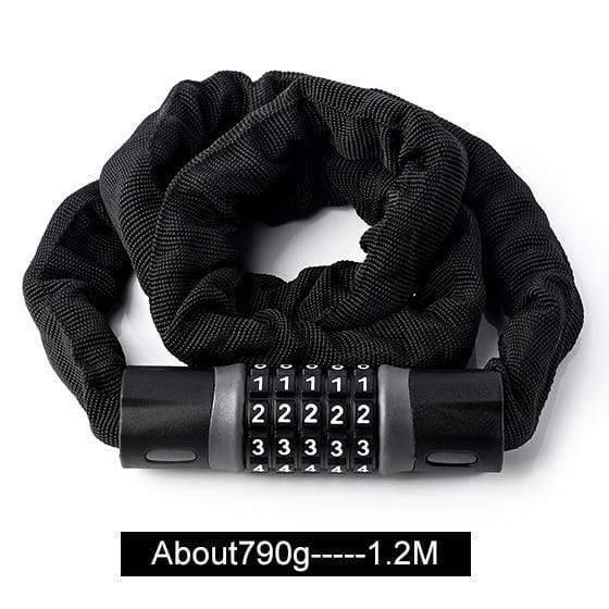 Heavy-duty bike chain lock with a protective sleeve, ideal for cycling security.