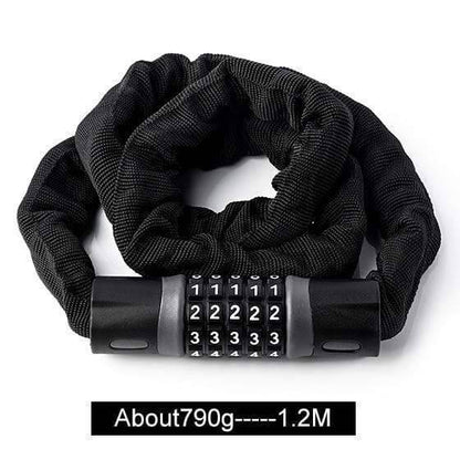 Heavy-duty bike chain lock with a protective sleeve, ideal for cycling security.