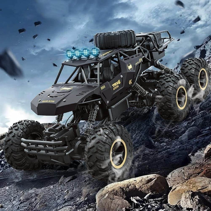 Durable ROCKSTRIKER 6x6 RC truck, a high-speed remote control monster truck, perfect boys toy & kids gift.