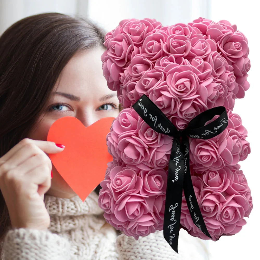 Romantic red rose teddy bear, perfect Valentine's Day or anniversary gift for her.