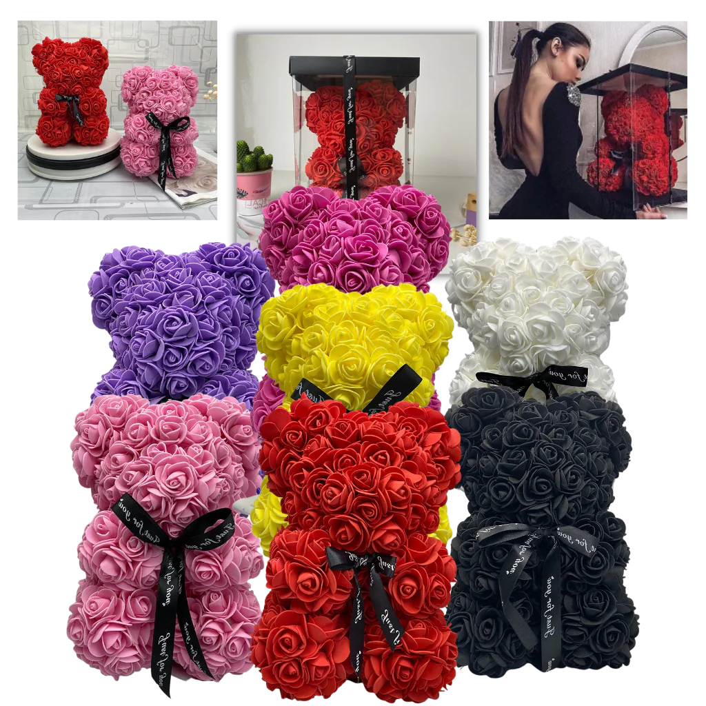 Unique rose teddy bear gift, an everlasting flower bear to show your love for her.