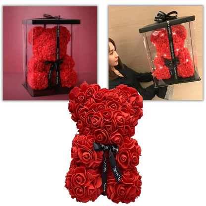 Elegant rose bear, a romantic and timeless teddy bear gift for women on any occasion.