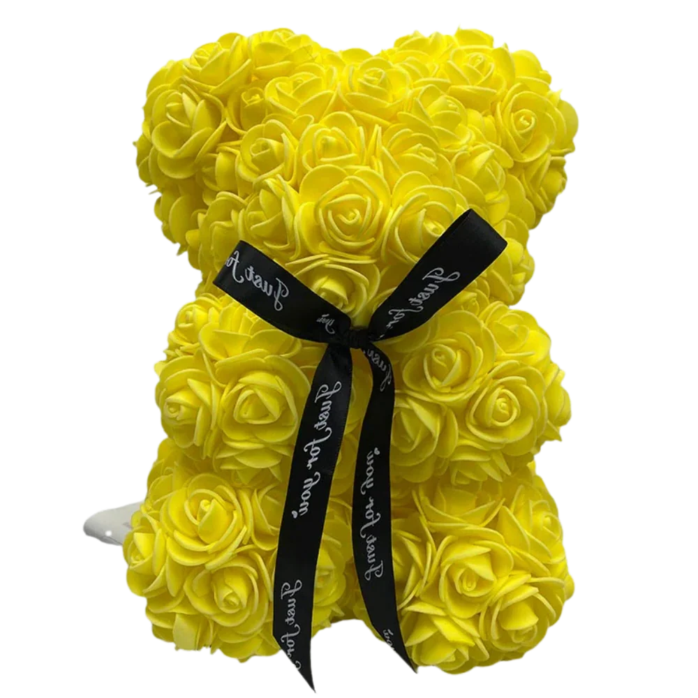 Decorative rose teddy bear, an eternal flower bear perfect for home decor or women's gift.