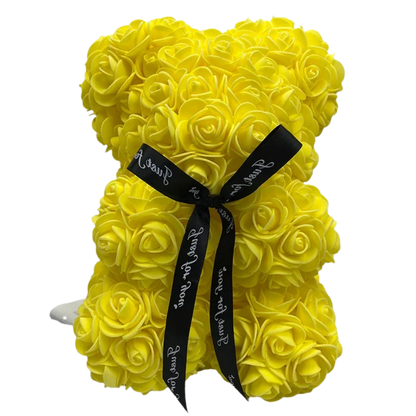 Decorative rose teddy bear, an eternal flower bear perfect for home decor or women's gift.