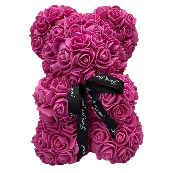 Rose teddy bear, a beautiful Mother's Day gift for Mom. Forever rose floral plush, perfect romantic keepsake.