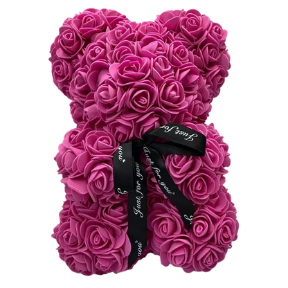 Rose teddy bear, a beautiful Mother's Day gift for Mom. Forever rose floral plush, perfect romantic keepsake.