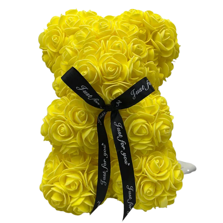 Forever rose teddy bear, a beautiful floral plush keepsake. Ideal romantic gift for women on Valentine's or anniversary.