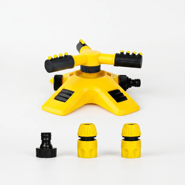 Outdoor rotating lawn sprinkler sprayer for effective garden and yard watering and irrigation.