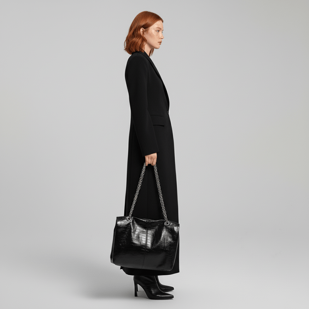 Women's ruby longline tailored coat, fitted & structured. Ideal for elegant city fashion.