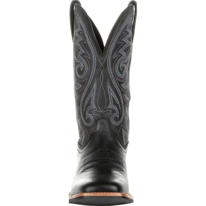 Durable brown men's western boots, square toe mid-calf design, rugged and stylish for long-lasting wear.