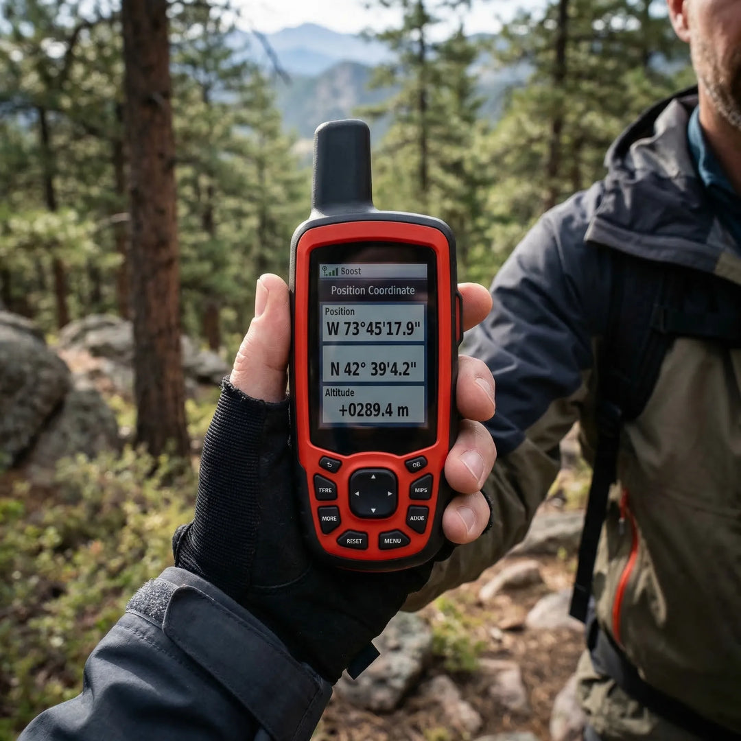 Rugged handheld multi-GNSS outdoor navigator for reliable global positioning during hiking, camping, and hunting expeditions.