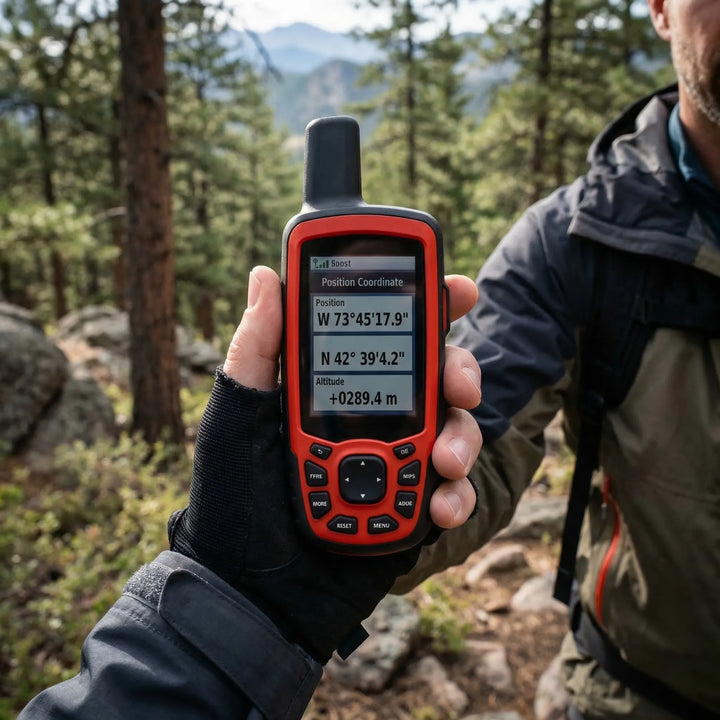Rugged handheld multi-GNSS outdoor navigator for reliable global positioning during hiking, camping, and hunting expeditions.