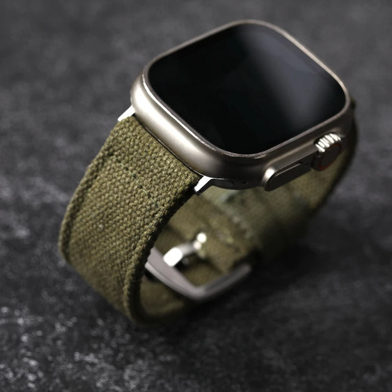 Rugged men's canvas watch strap, perfect for adventure & daily wear.